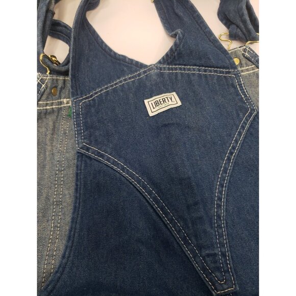Liberty Overalls Mens Blue Canvas Bib Distress Carpenter Work Wear Size 42X30 - Picture 11 of 16